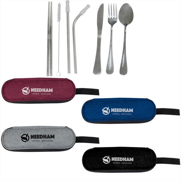 HH75001 Stainless Steel Cutlery Set In Pouch With Custom Imprint